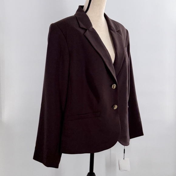 Calvin Klein Woman Plus 20W Brown “Otter” Stretch Blazer Jacket - Picture 8 of 12